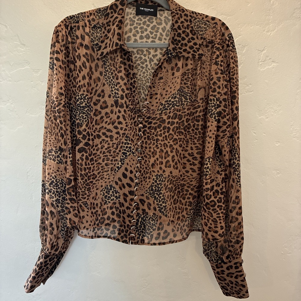 The Kooples Shimmer Leapord Print Blouse Size M